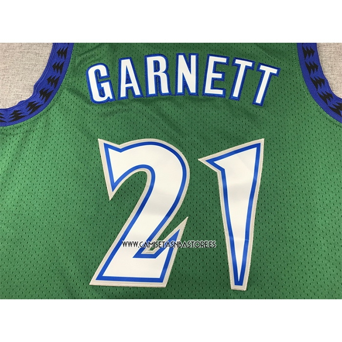 Kevin Garnett NO 21 Camiseta Minnesota Timberwolves Hardwood Classics Throwback 1997-98 Verde